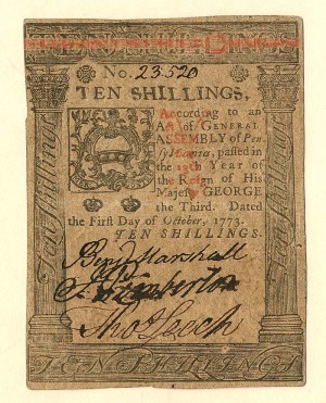 Colonial Currency - FR PA-167 - Oct. 1, 1773 - Paper Money